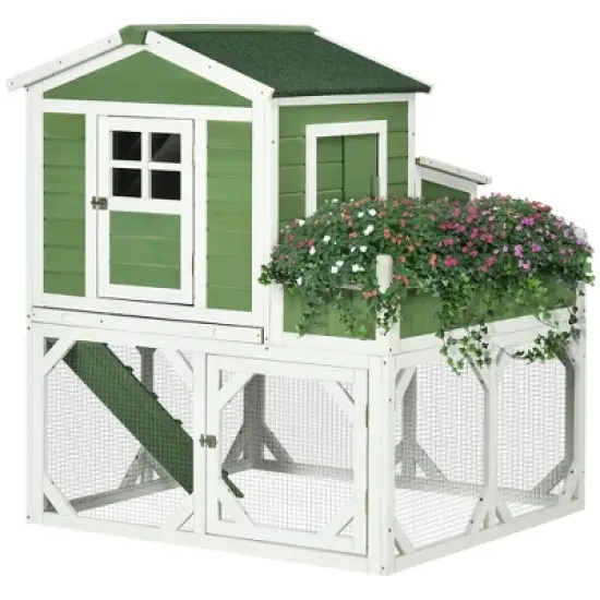 Resenkos Rabbit Hutch, Duck Cage Hutch,Chicken Coop, 49" Small Chicken Coop Hen House with Garden Space, Chicken House Outdoor Run Cage, Green image {1}