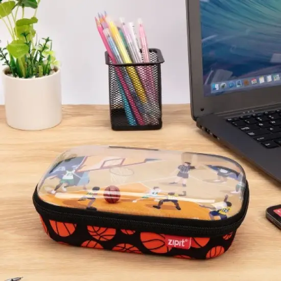 ZIPIT Clear Top Pencil Case for Boys, Basketball Pencil Box image {5}