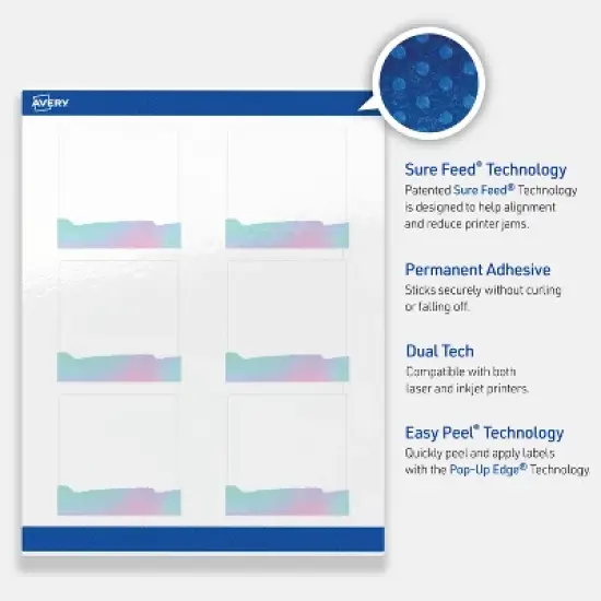 Avery Square Labels, Watercolors Design, 3" x 3", 60ct image {2}