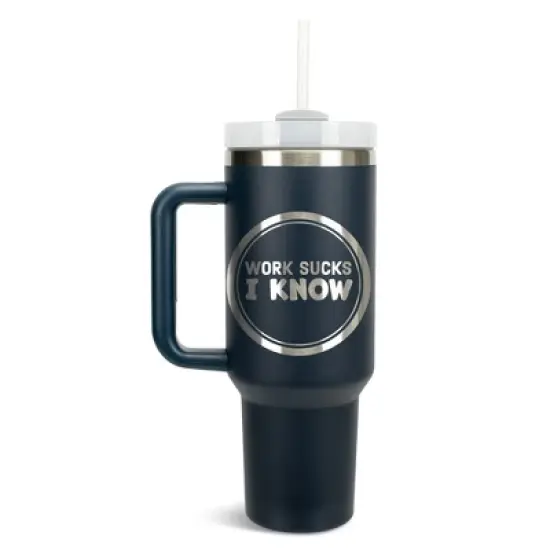 100 North Work Sucks I Know Punk Rock Song Lyrics Humor Wrap-Around 40 Oz. Stainless Steel Water Bottle Coffee Mug, Spill & Leak Resistant, Travel image {5}