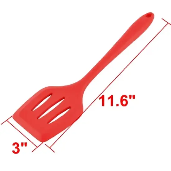 Unique Bargains Silicone Slotted Non Stick Heat Resistant Pancake Spatulas and Turners Red 1 Pc image {2}