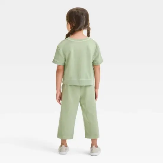 Toddler Girls' Crop Pants Set - Cat & Jack&trade; Olive Green image {1}