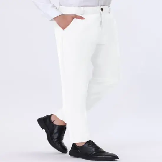 Lars Amadeus Men's Straight Fit Flat Front Chino Solid Color Dress Pants image {1}