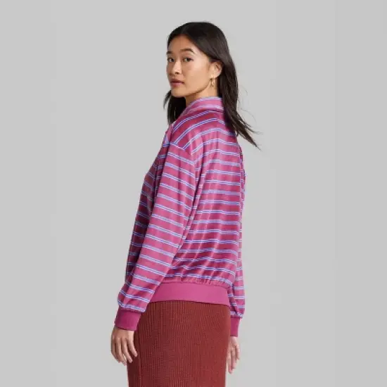 Women's Ascot + Hart Collared Striped Long Sleeve Graphic T-Shirt image {2}