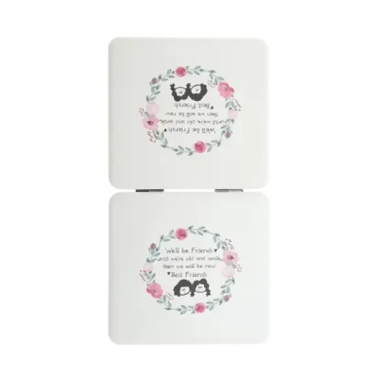 Unique Bargains Women Durable Square Shape Handheld Mirror for Travel White 1 Pc image {3}