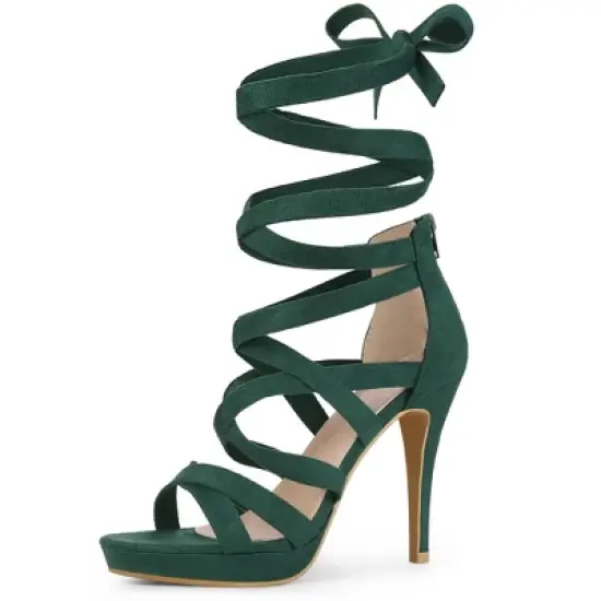 Perphy Strappy Platform Lace Up Stiletto Heels Sandals for Women image {7}