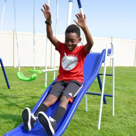 Sportspower Mountain View Metal Swing Slide and Trampoline Set image {6}