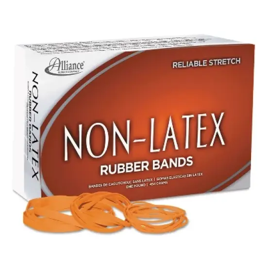 Alliance Non-Latex Rubber Bands Sz. 54 Orange Sizes 19/33/64 (Mix) 1lb Box 37546 image {1}
