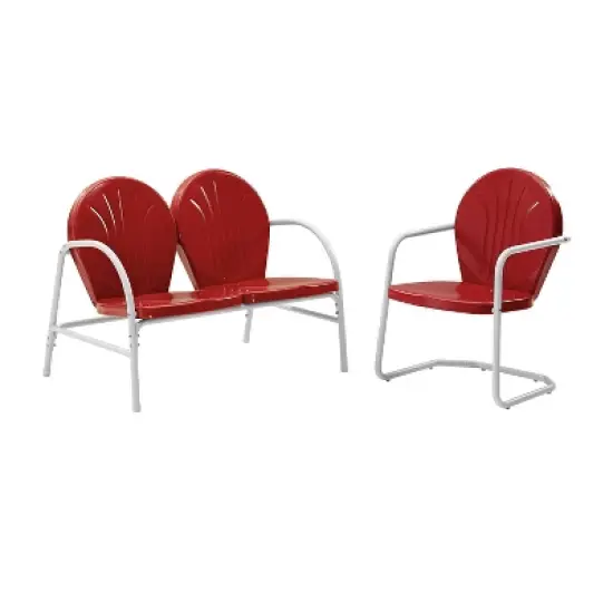 Griffith 2pc Outdoor Seating Set - Bright Red - Crosley image {5}