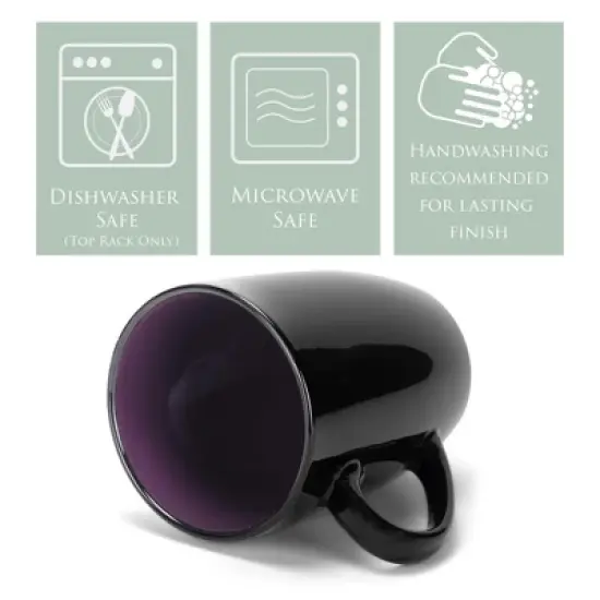 Elanze Designs Color Pop Purple Black Exterior 16 ounce Glossy Ceramic Mugs Matching Set of 4 image {2}