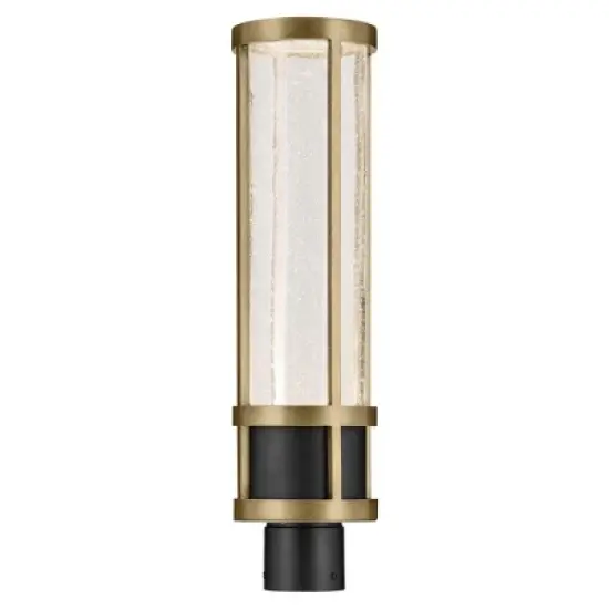 Camillo 22.5 inch LED Outdoor Post Light with Clear Seeded Glass in Textured Black with Natural Brass image {4}