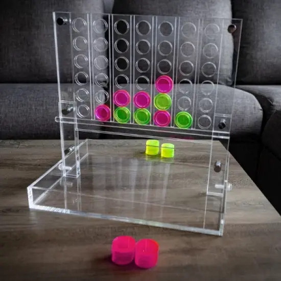 Trademark Games Acrylic 4 in a Row Game - Fun Strategy Game,Tabletop Decoration and Functional Desk Decor- Pink and Yellow image {7}