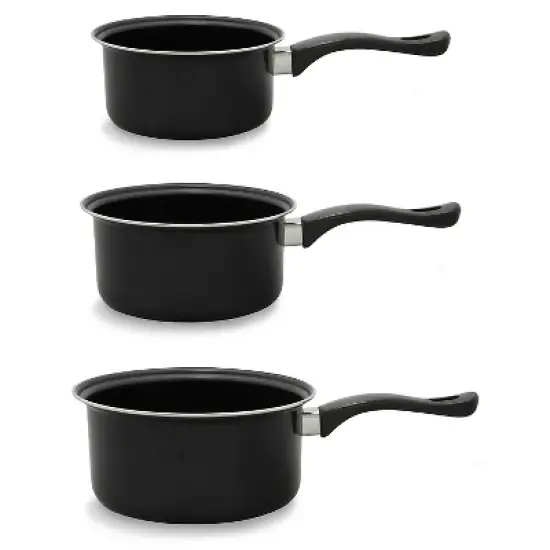 Brentwood 3-Piece Nonstick Carbon Steel Saucepan Set in Black image {7}