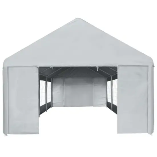 vidaXL Party Tent Grey Polyethylene, Steel 13.1 x 26.2 ft image {2}