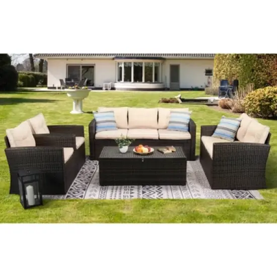 5pc Wicker Outdoor Conversation Set - EDYO LIVING
 image {1}