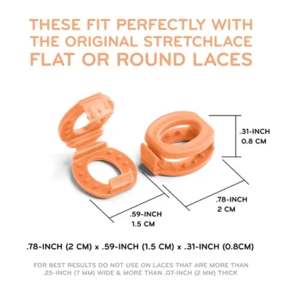 The Original Stretchlace Shoelace Knot Clips &ndash; Orange Shoe Lace Bow Holder Accessory (3 Pair) image {2}