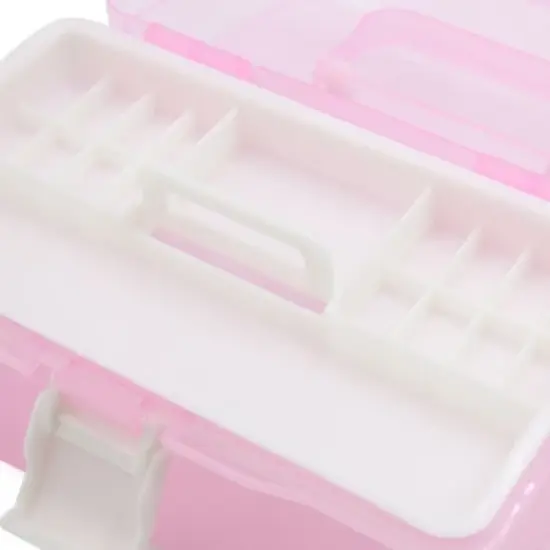 Unique Bargains Pink Multifunction Empty Nail Art Makeup Cosmetic Tool Container Storage Box image {3}