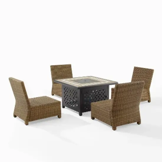 Bradenton 5pc Outdoor Wicker Armless Chair & Fire Table Set - Crosley
 image {8}