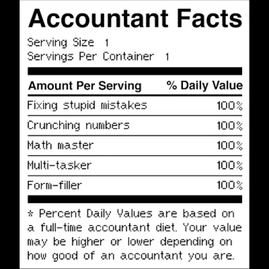 Junior's Design By Humans Accountant Nutrition Facts Label By EJamjar T-Shirt image {1}