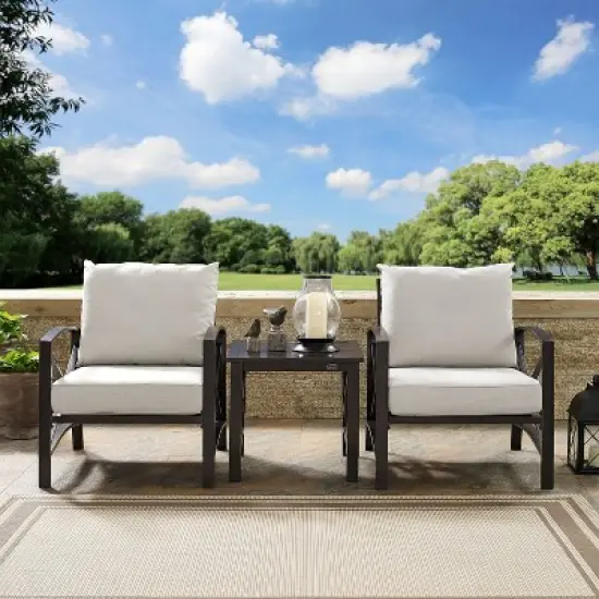 3pc Kaplan Outdoor Seating Set with 2 Chairs & Side Table - Oatmeal - Crosley image {5}