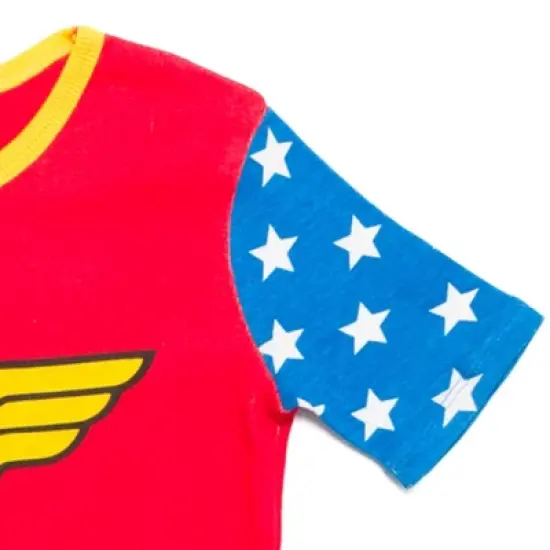 DC Comics Justice League Wonder Woman Girls Pajama Shirt and Shorts Sleep Set Toddler image {6}