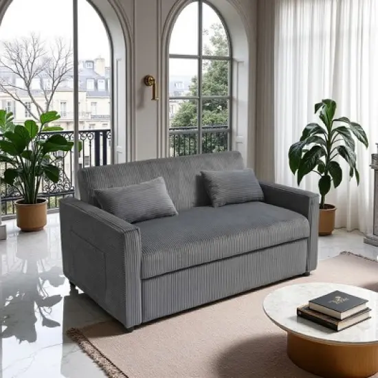 NicBex Convertible Sofa Bed Loveseat Couch with Pull Out Bed & Adjustable Backrest,Upholstered Sleeper Sofa for Living Room,Bedroom image {8}
