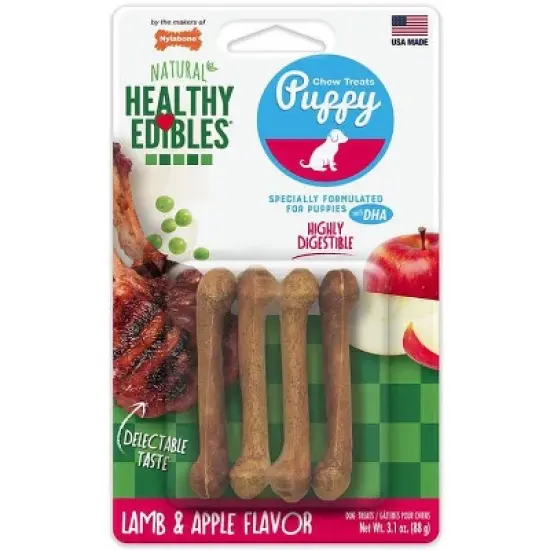 Nylabone Puppy Healthy Edibles Natural Long Lasting Lamb and Apple Dog Chew and Treat image {1}