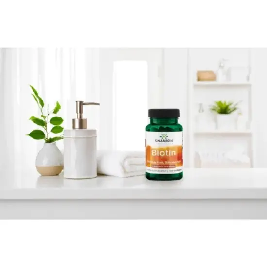 Swanson Biotin, Nourishing Hair, Skin & Nail Support, Promotes Healthy Metabolism & Energy Production, 5000 mcg (100 Capsules) image {3}