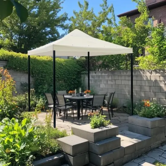 Yescom 10x10Ft Gazebo Top Replacement for beach cabanas for 1 Tier Outdoor Canopy Cover Patio Garden Yard Party White image {7}