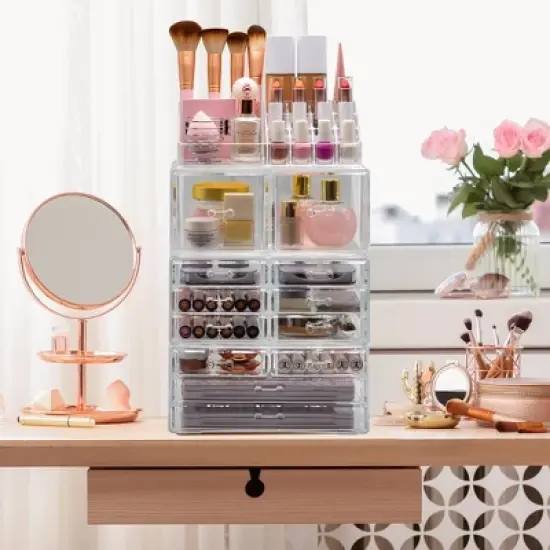 Sorbus Cosmetic Makeup and Jewelry Storage Case Display Organizer - Spacious Design - Great for Bathroom, Dresser, Vanity and Countertop (Marble) image {2}