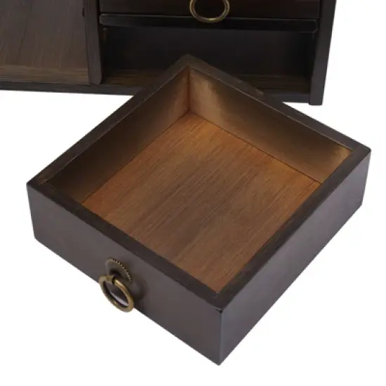 YIYIBYUS Desktop Bookshelf with 3 Drawer, Bamboo Tabletop Storage Container for Office, Home image {5}