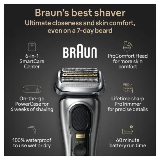 Braun Series 9 PRO+ Electric Shaver - Silver image {2}