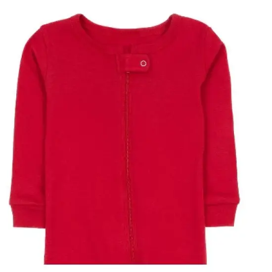 Leveret Toddler Footed Cotton Solid Classic Color Pajamas image {3}