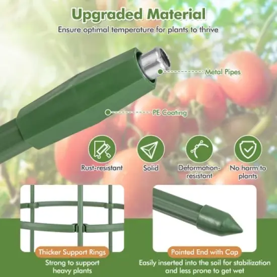 Tangkula 3-Pack Garden Tomato Trellis 40" Plant Support Cage w/ Adjustable Size for Plants image {4}