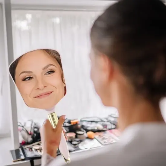 Unique Bargains Women's Hand Mirror with Handle Square 4.3" W x 9.5" L 1 Pc image {3}