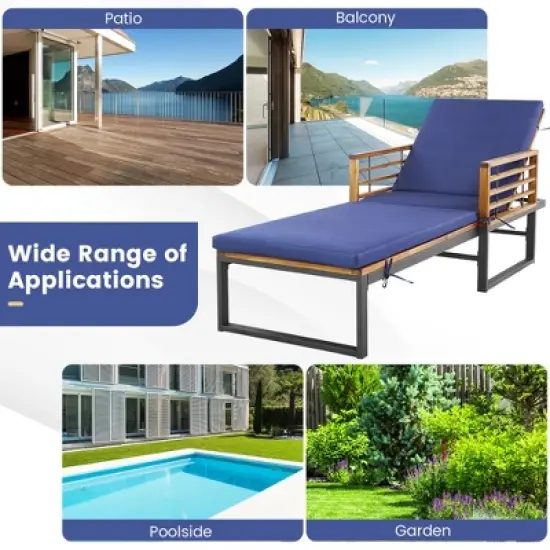 Tangkula 2 Pieces Outdoor Chaise Lounge Chair w/ 4-Position Adjustable Backrest Backyard Poolside image {7}