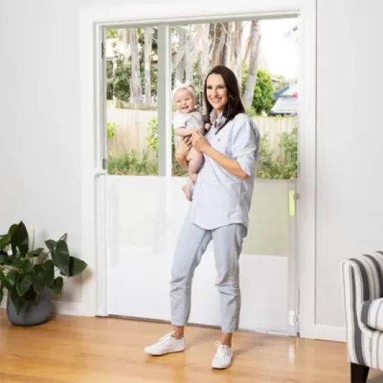 Perma Child Safety 71" Wide x 41" Tall Retractable Baby Gate - 3122 - White image {1}