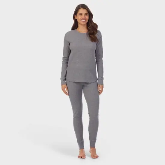 Warm Essentials by Cuddl Duds Women's Waffle Thermal Crewneck Shirt image {2}