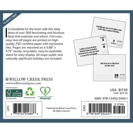 Willow Creek Press 5"x6.25" 2026 Today I Learned Box Calendar image {1}