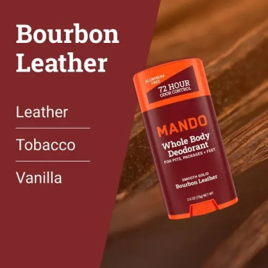 Mando Whole Body Men's Smooth Solid Deodorant Bourbon Leather - Aluminum-Free 2.6oz image {5}