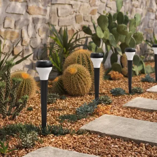 6pk Round Solar LED Outdoor Path Lights Matte Black - Room Essentials&trade;: Weather-Resistant, Automatic Lighting, Integrated Bulb image {1}