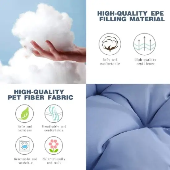 Whisen 1-Person PE Rattan Outdoor Indoor Hanging Hammock Chair Egg Chair Swing with Cushion image {4}