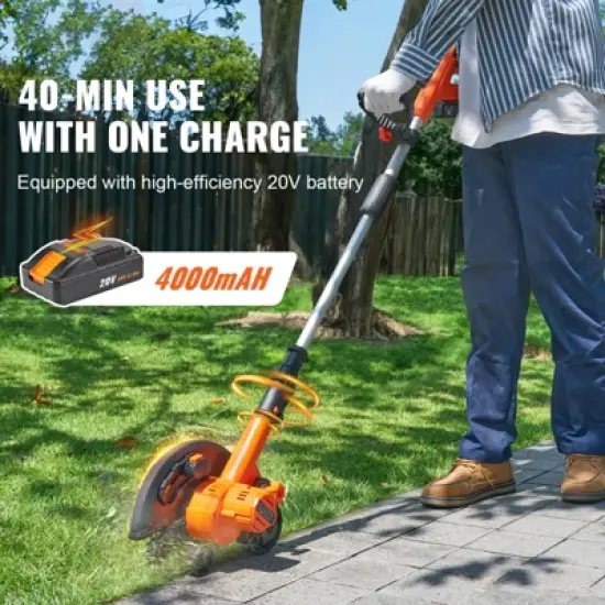 VEVOR Lawn Edger, 20 V Power Edger, 9-inch Blade Edger Lawn Tool with 3-Position Blade Depth,for Lawns, Driveways, Borders, and Sidewalk Edges image {2}