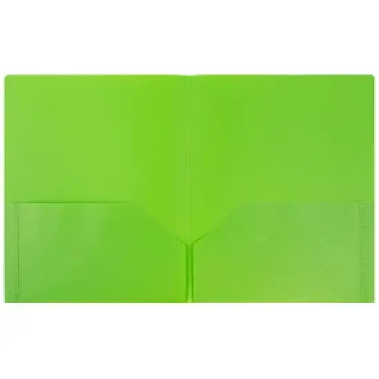 JAM 6pk POP 2 Pocket School Presentation Plastic Folders Lime Green image {1}