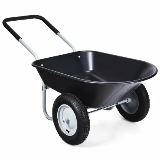 Costway 2 Tire Wheelbarrow Cart Heavy-duty Dolly Utility Cart Black image {9}