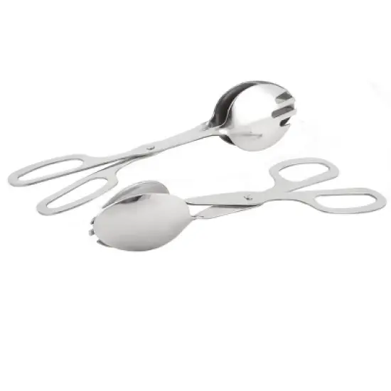 Unique Bargains Stainless Steel Scissor Food Tongs 10.4 Inch Silver Tone 2 Pcs image {1}