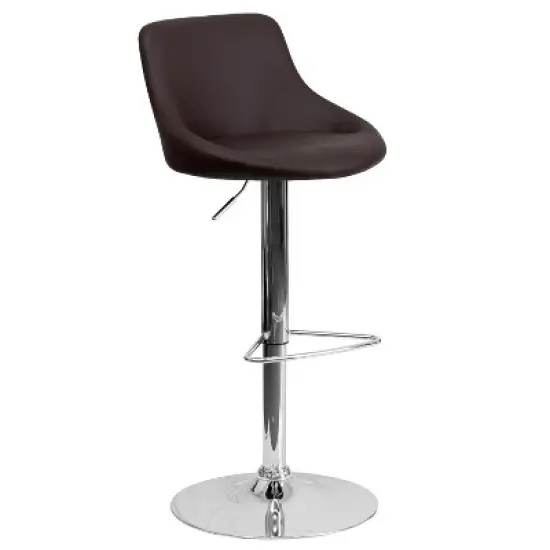 Flash Furniture Contemporary Vinyl Bucket Seat Adjustable Height Barstool with Chrome Base image {6}