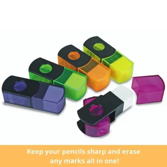 Eisen 2' N 1 Sharpener with Flip to Eraser, Pack of 10 image {1}