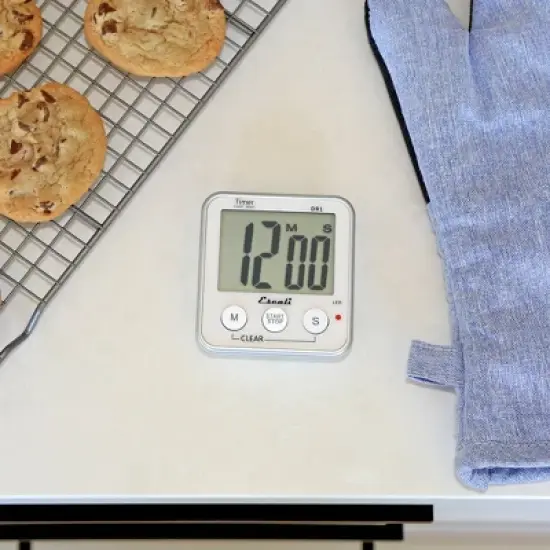 Escali Extra Large Display Digital Timer: Magnetic Kitchen Timer, Backlit LCD, Freestanding, Stainless Steel, Battery Included image {4}