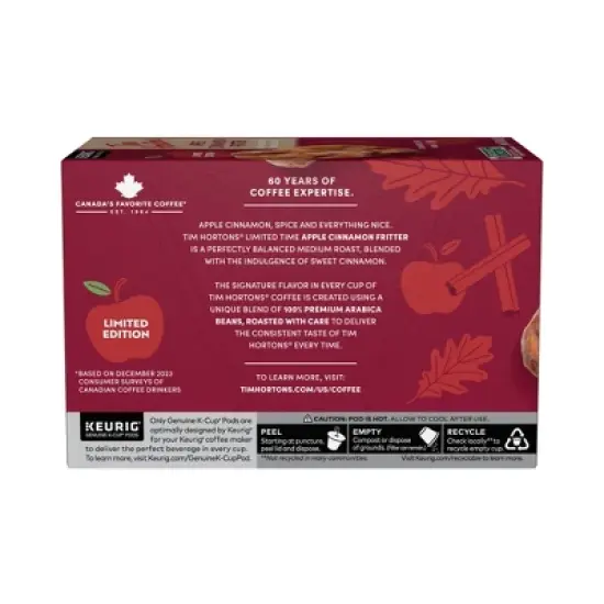 Tim Hortons Apple Cinnamon Fritter Medium Roast Keurig K-Cup Coffee Pods - 12ct image {1}